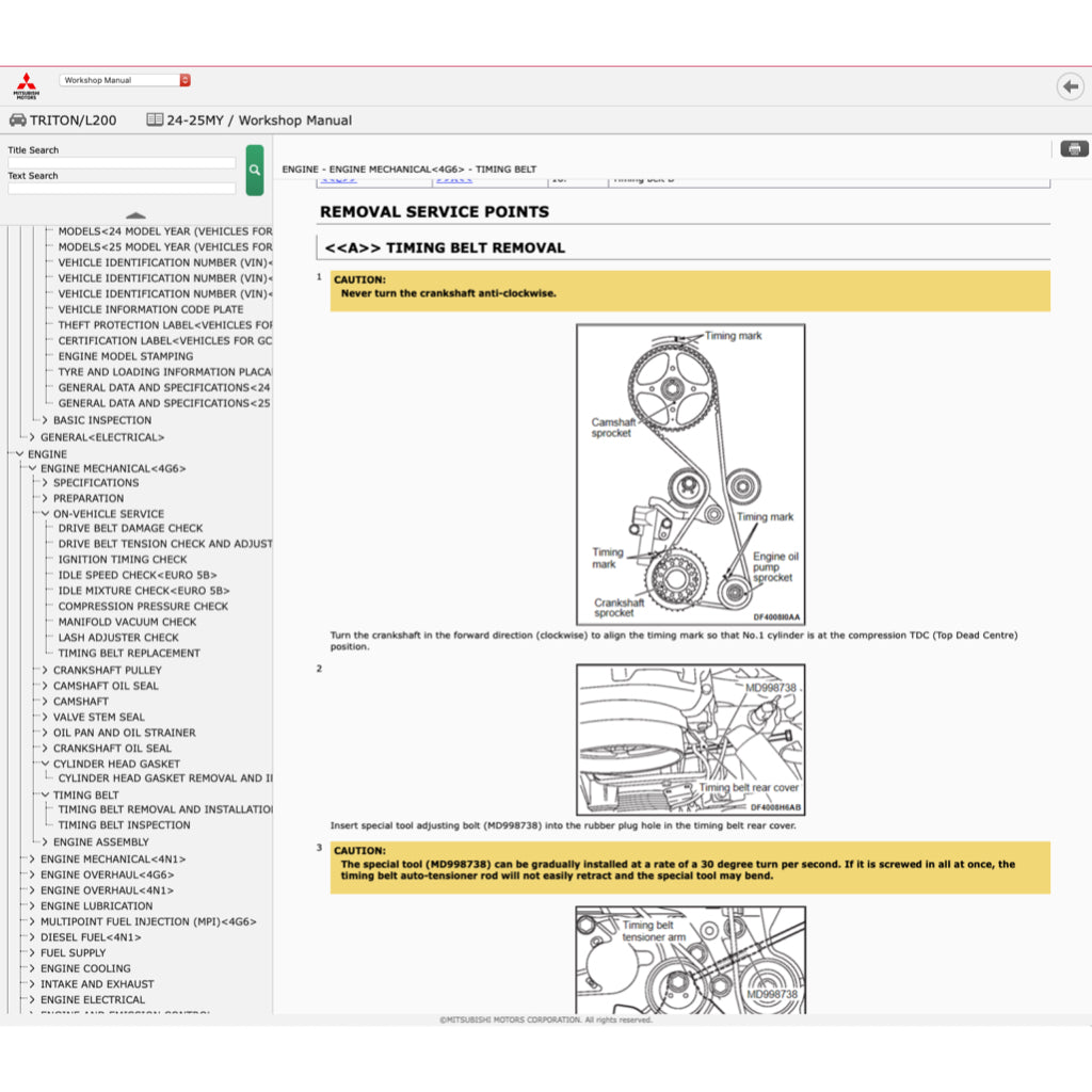 MITSUBISHI TRITON L200 LA/LB/LC (2024+) ONLINE SERVICE WORKSHOP MANUAL