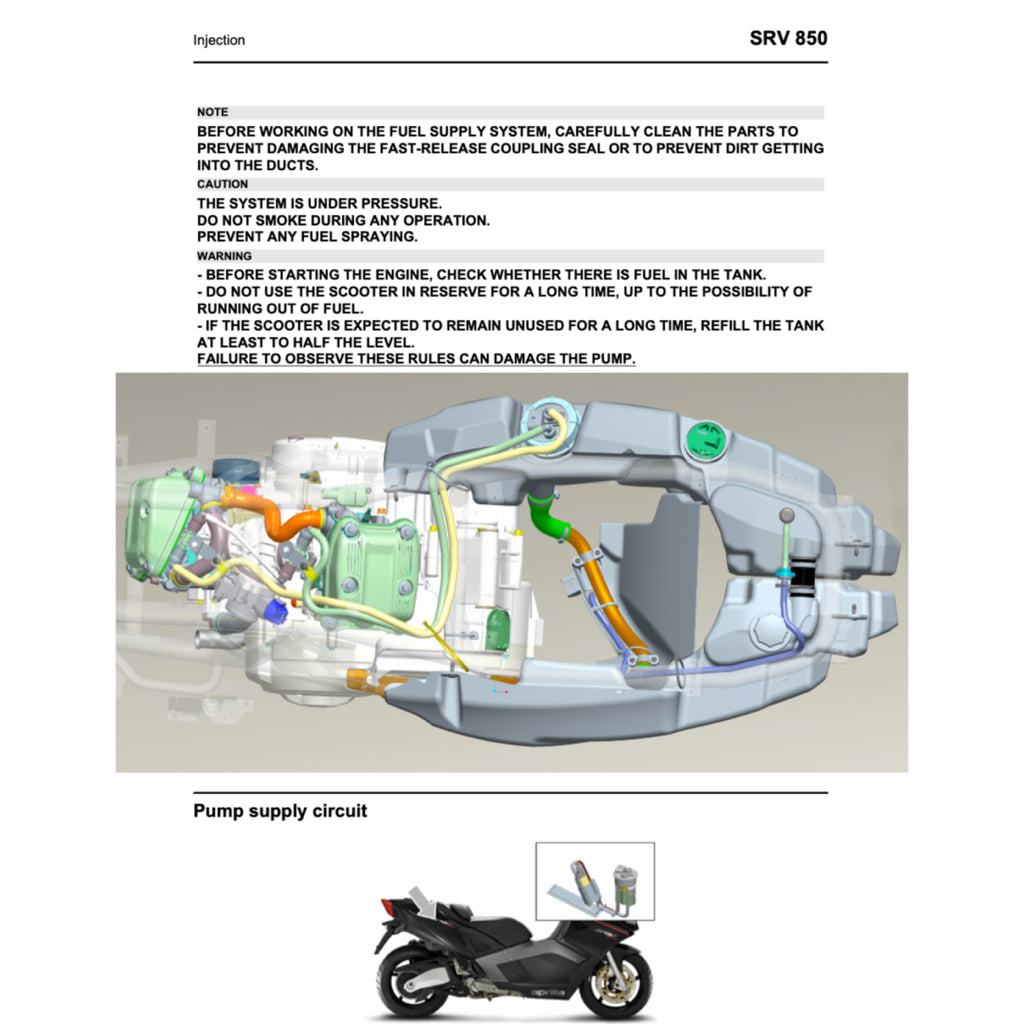 APRILIA SRV850 (2012-2016) SERVICE WORKSHOP MANUAL + PARTS CATALOGUE
