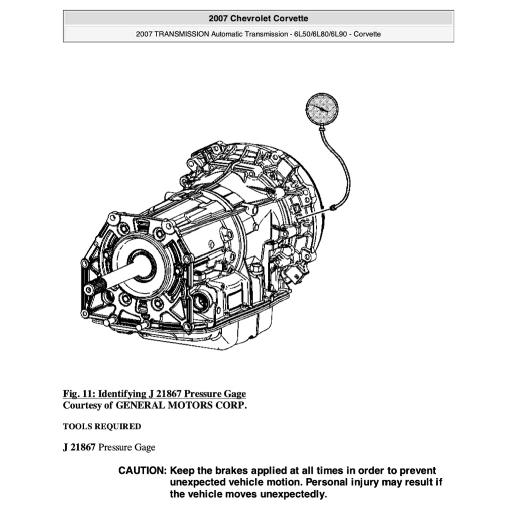 CHEVROLET CORVETTE C6 / Z06 (2005-2013) SERVICE WORKSHOP MANUAL