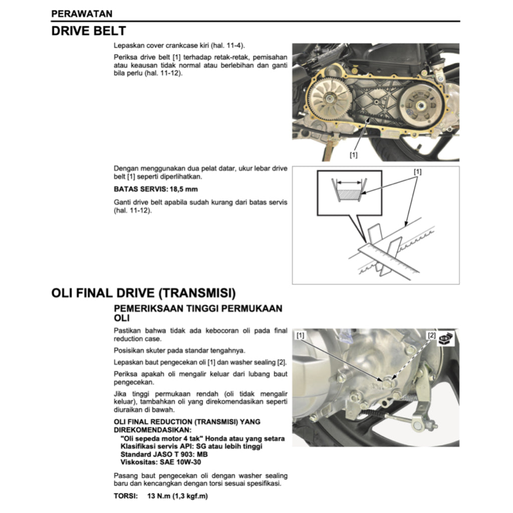 HONDA BEAT 110 PGM-FI (2012-2020) SERVICE WORKSHOP MANUAL + PARTS CATALOGUE + OWNER'S MANUAL - BAHASA INDONESIA