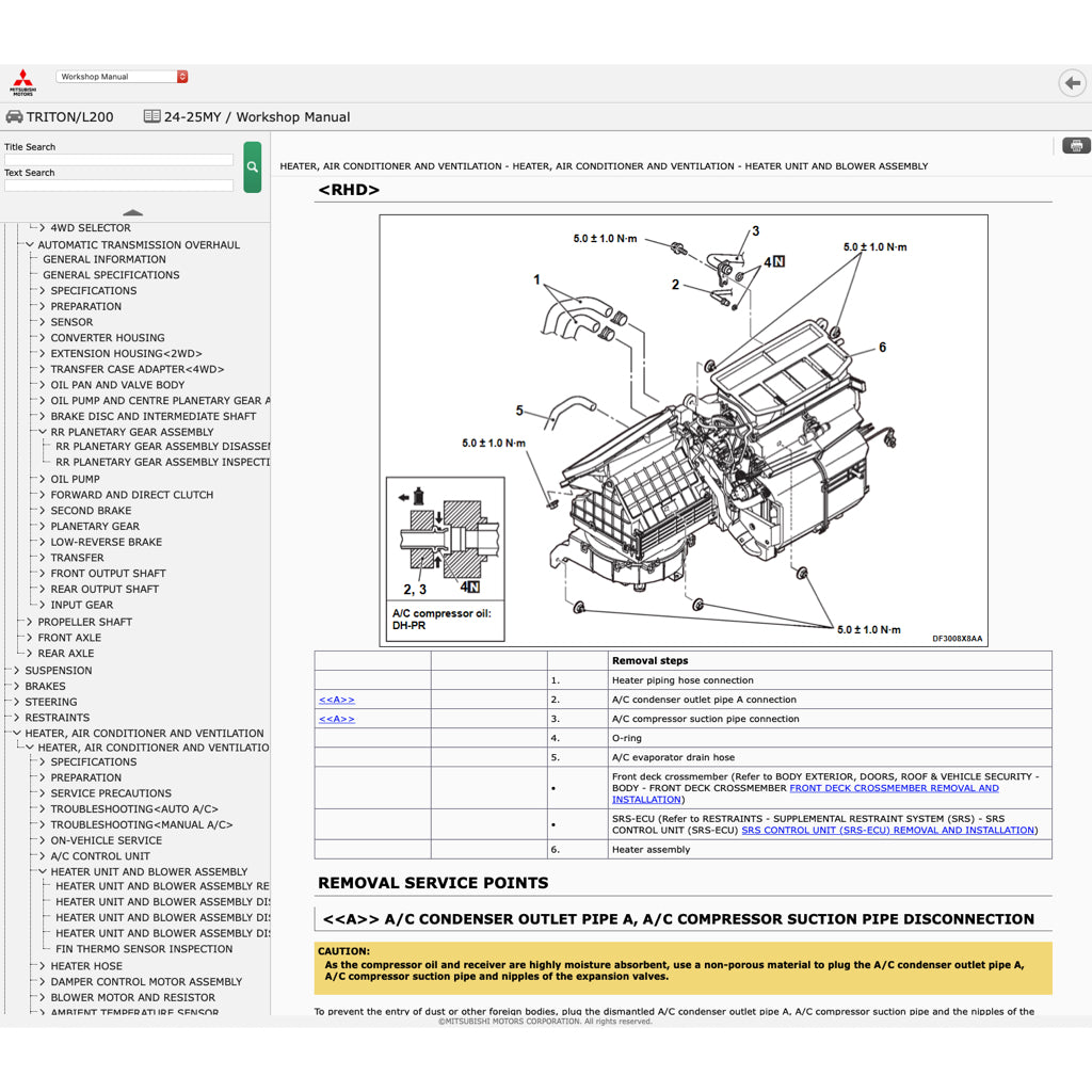 MITSUBISHI TRITON L200 LA/LB/LC (2024+) ONLINE SERVICE WORKSHOP MANUAL