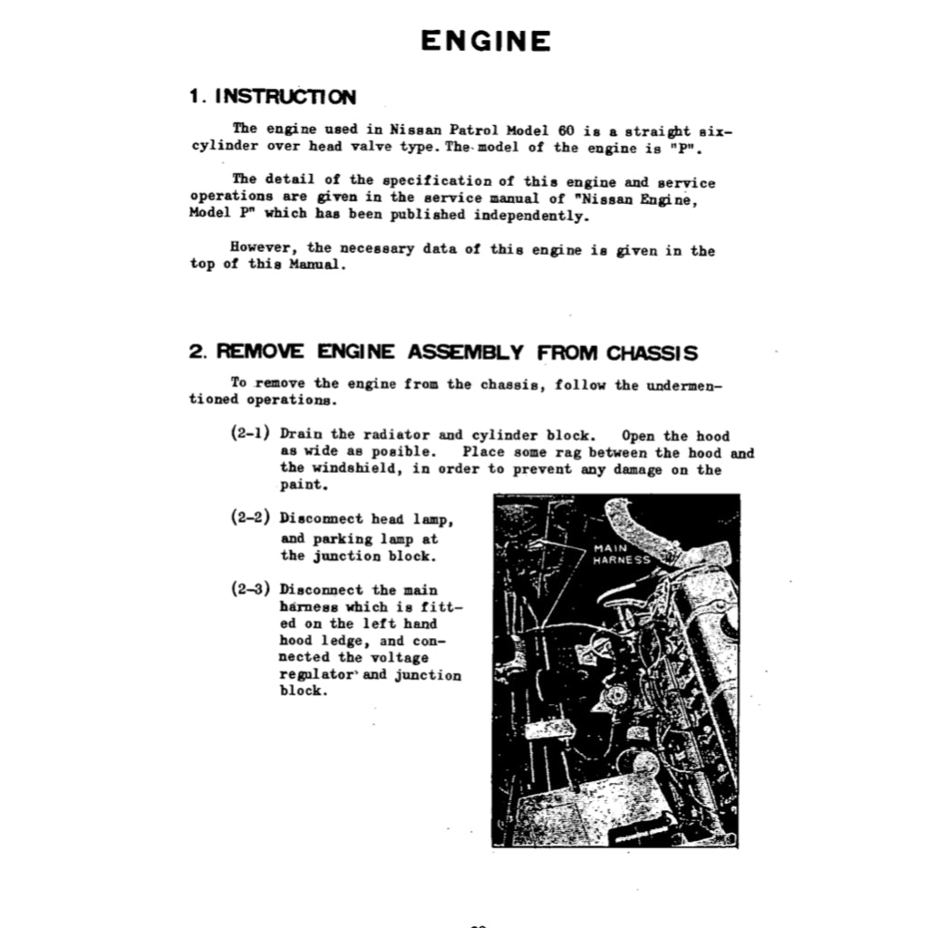 NISSAN PATROL 60 SERIES (1960-1980) SERVICE WORKSHOP MANUAL