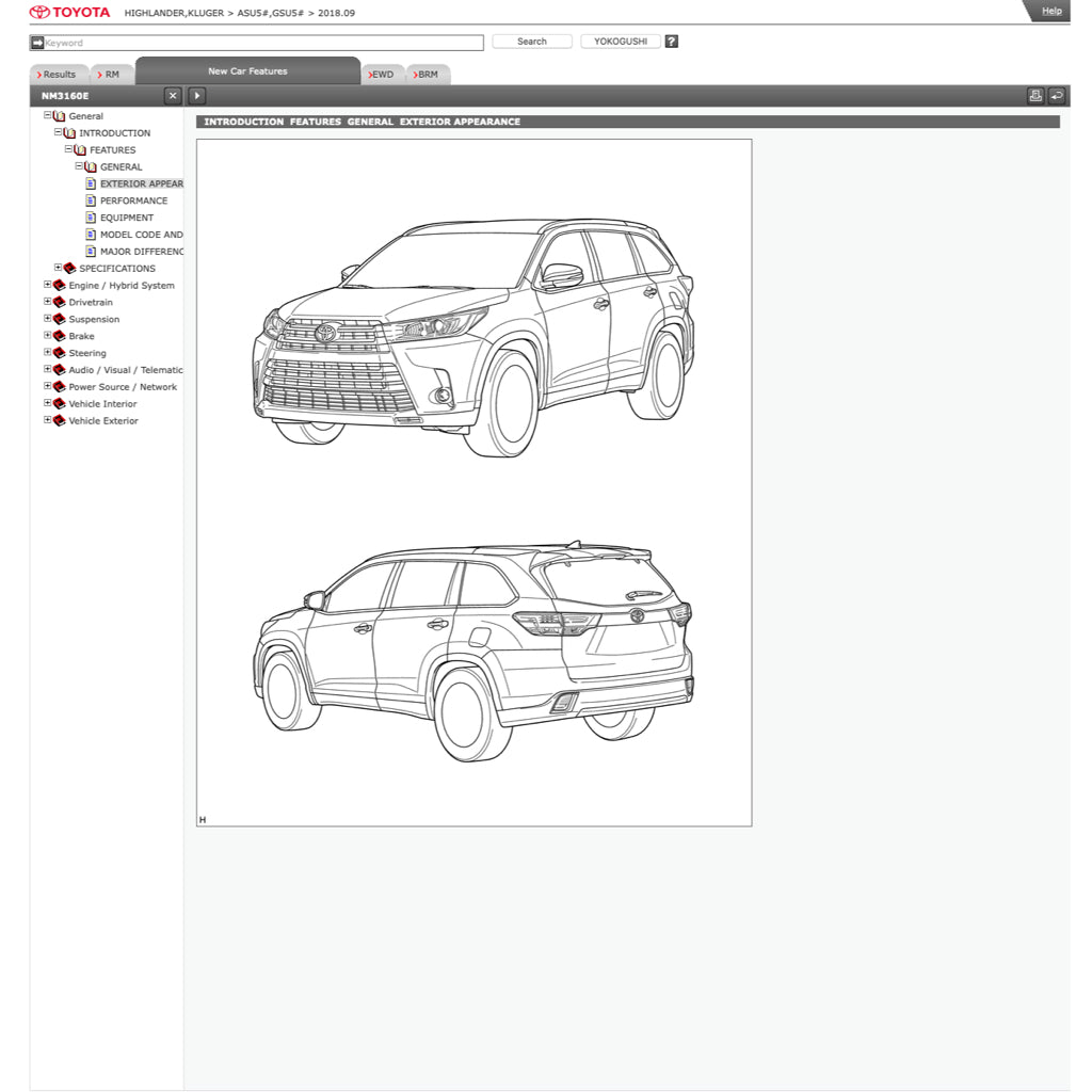 TOYOTA HIGHLANDER /KLUGER ASU50/GSU50 (2013-2019) ONLINE SERVICE WORKSHOP MANUAL