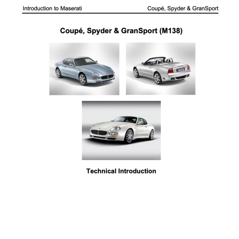 MASERATI M138 COUPE (2000-2007) SERVICE WORKSHOP MANUAL