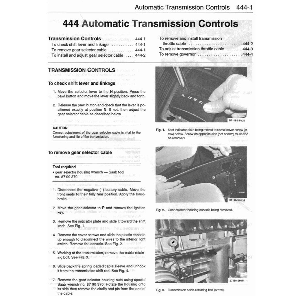 SAAB 900 16V (1985-1994) SERVICE WORKSHOP MANUAL