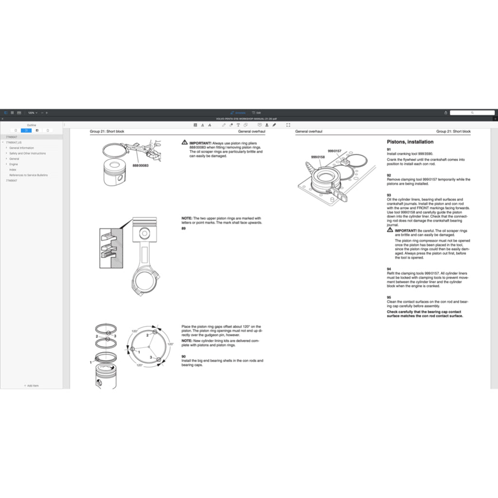 VOLVO PENTA DIESEL ENGINE D SERIES ( D3 D4 D6 D9 D12 D13 D16) SERVICE REPAIR WORKSHOP MANUAL