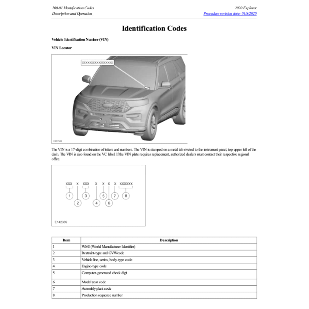 FORD EXPLORER U625 (2020+) SERVICE WORKSHOP MANUAL