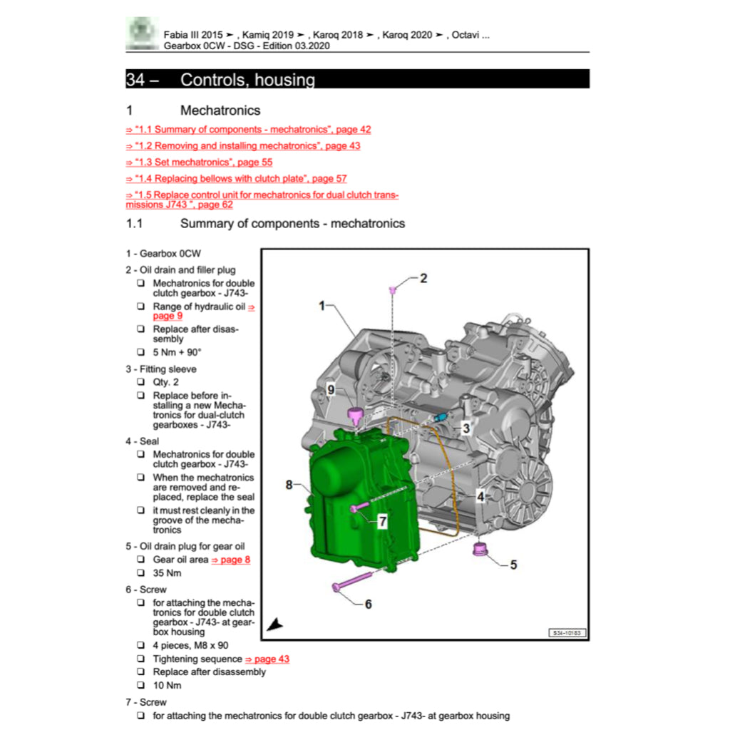 SKODA FABIA III NJ (2014-2022) SERVICE WORKSHOP MANUAL
