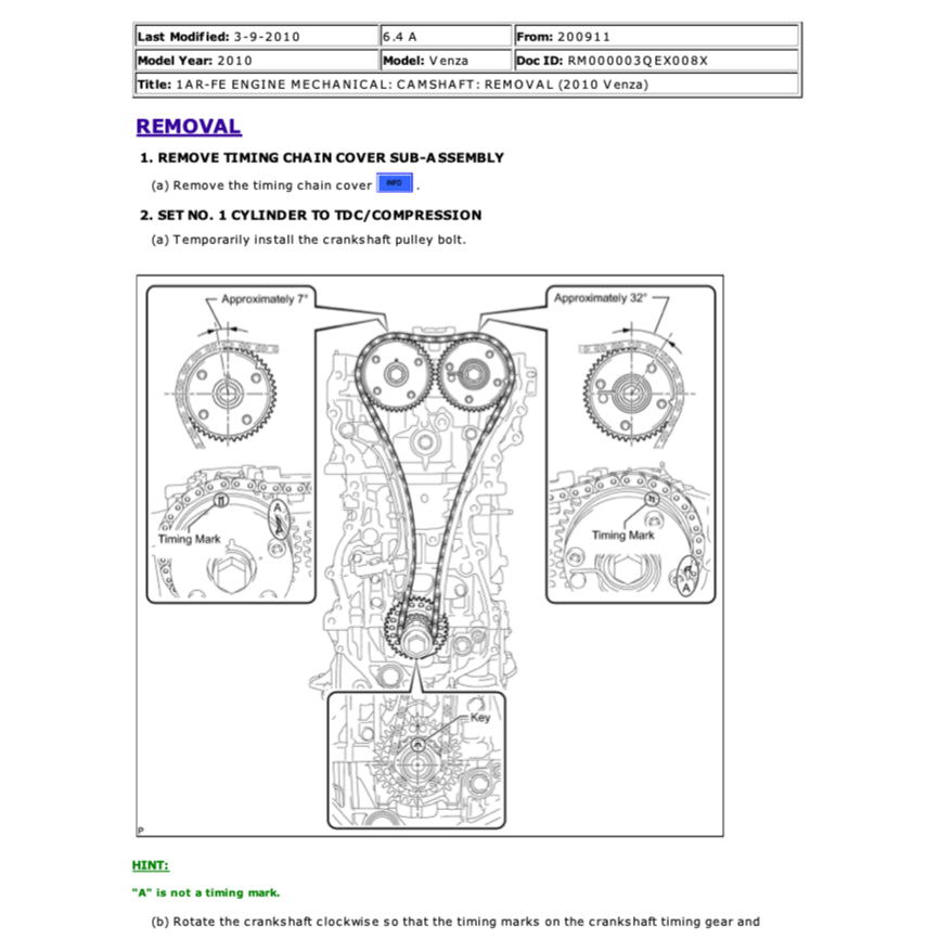 TOYOTA VENZA AGV10/15 GGV10/15 (2009-2017) SERVICE WORKSHOP MANUAL