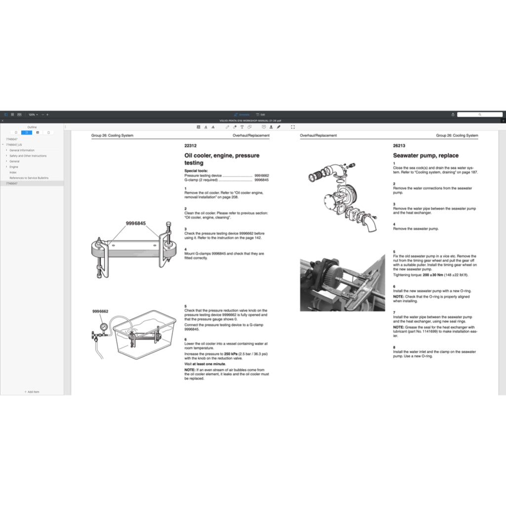 VOLVO PENTA DIESEL ENGINE D SERIES ( D3 D4 D6 D9 D12 D13 D16) SERVICE REPAIR WORKSHOP MANUAL