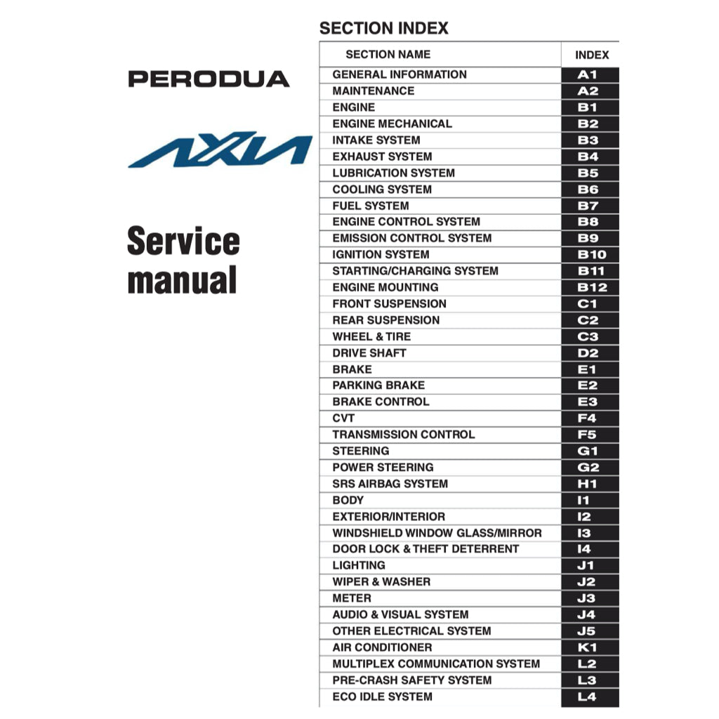 PERODUA AXIA A300 (2023+) SERVICE WORKSHOP MANUAL