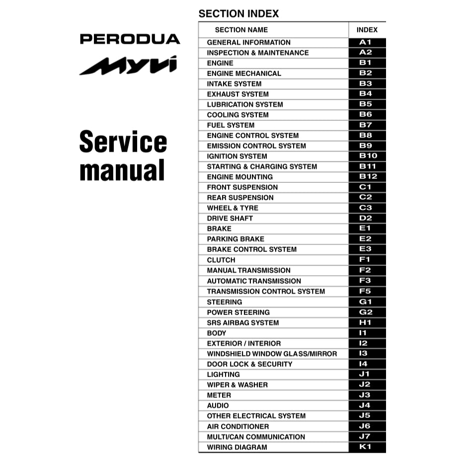 PERODUA MYVI LAGI BEST M600 (2011-2017) SERVICE WORKSHOP MANUAL