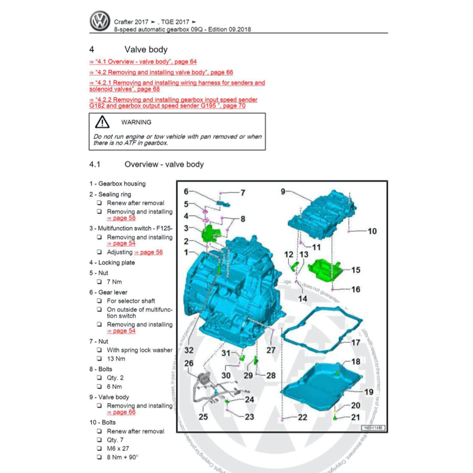 VW CRAFTER SY/SZ (2017+) SERVICE WORKSHOP MANUAL