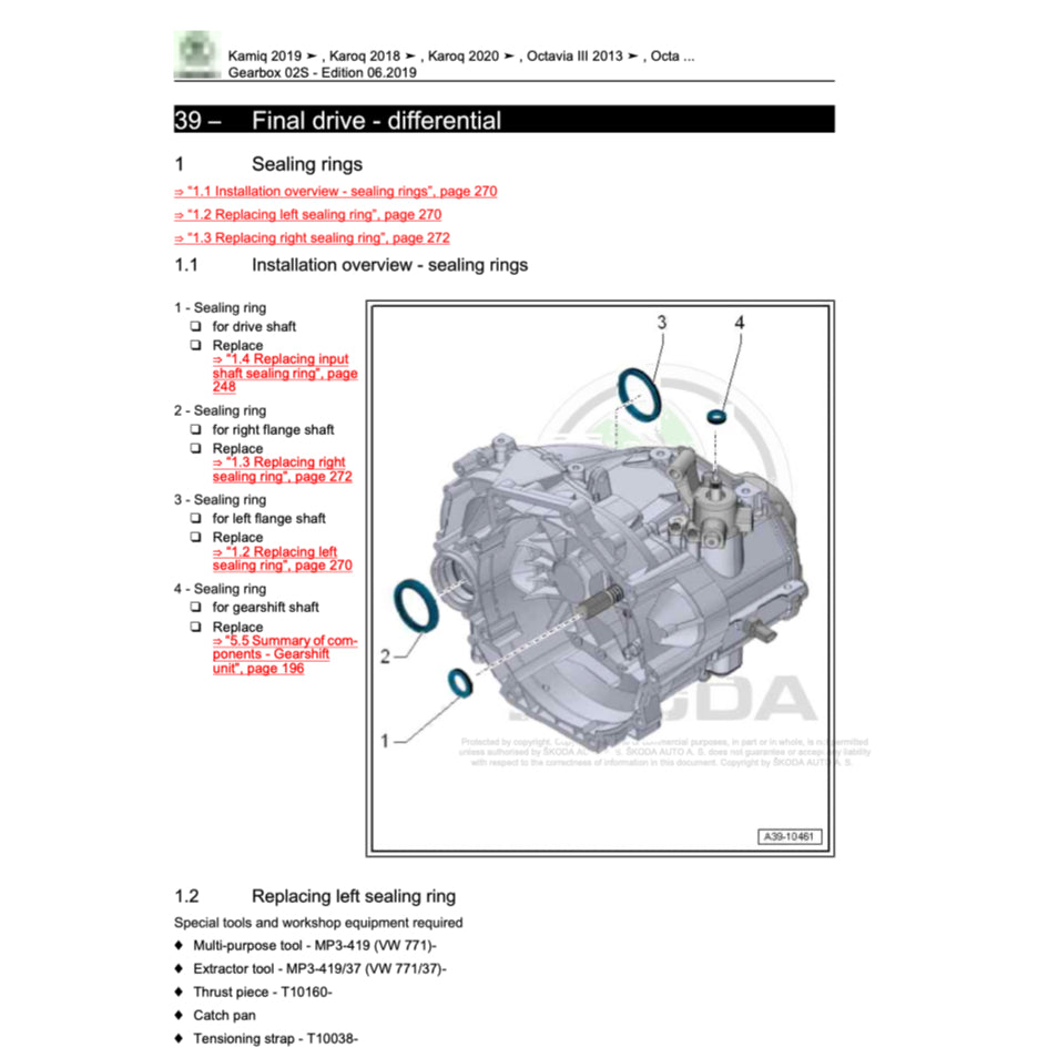 SKODA SCALA (2019+) SERVICE WORKSHOP MANUAL