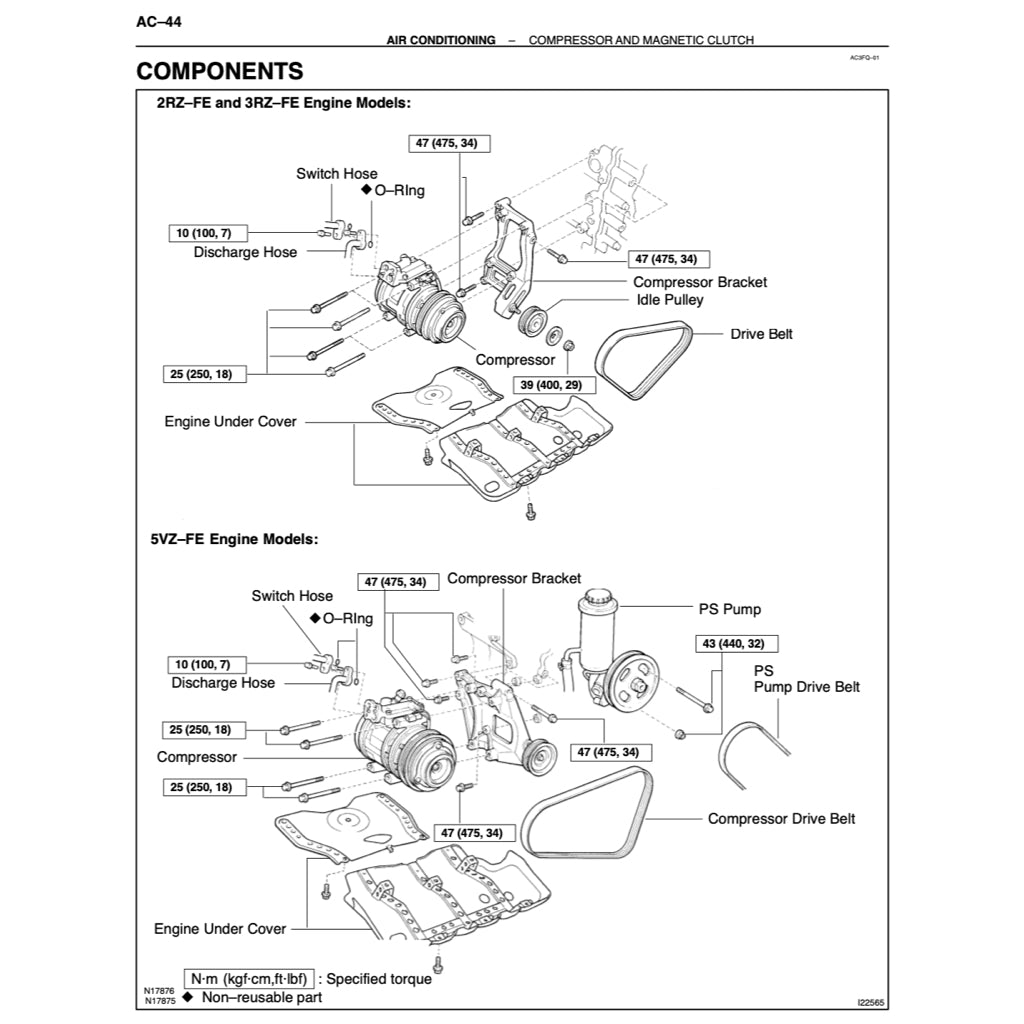 TOYOTA TACOMA N140-N190 (1995-2004) SERVICE WORKSHOP MANUAL