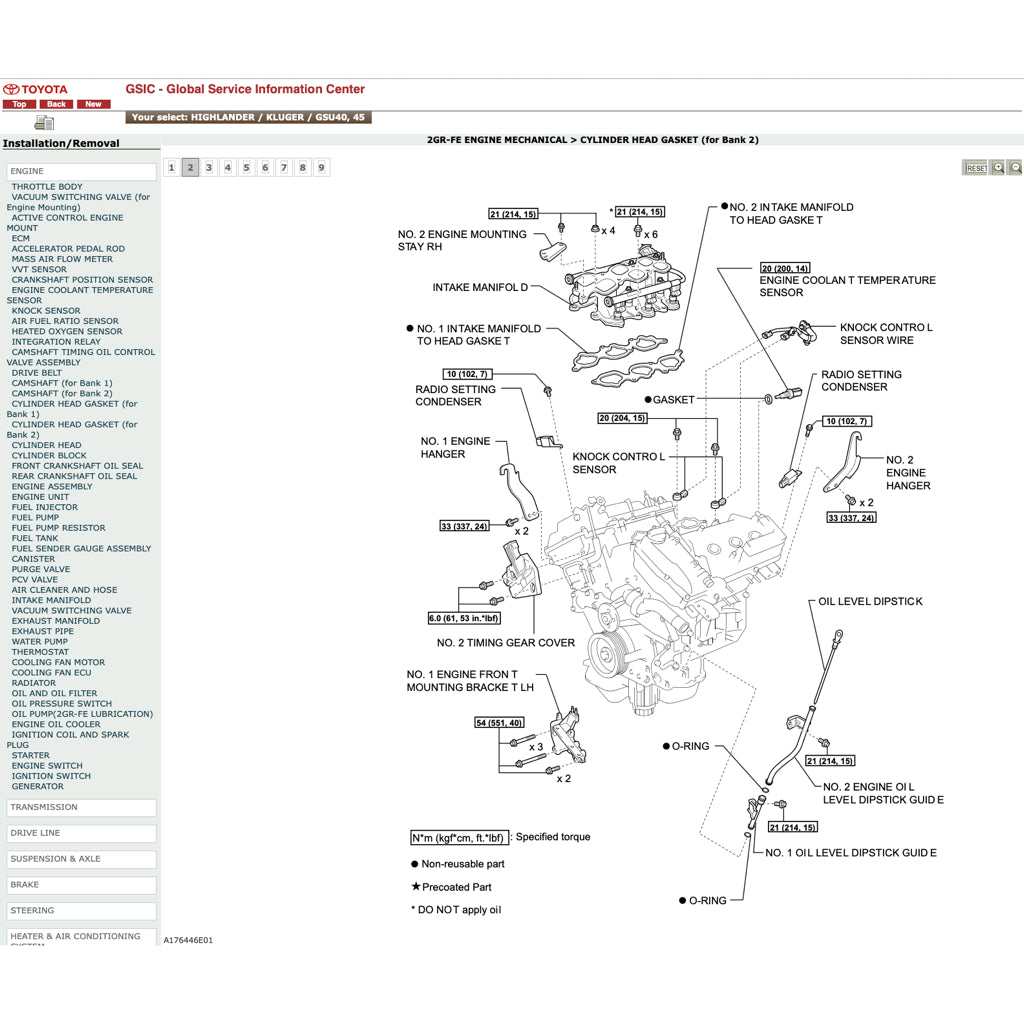 TOYOTA HIGHLANDER/KLUGER GSU40/45 (2007-2013) ONLINE SERVICE WORKSHOP MANUAL