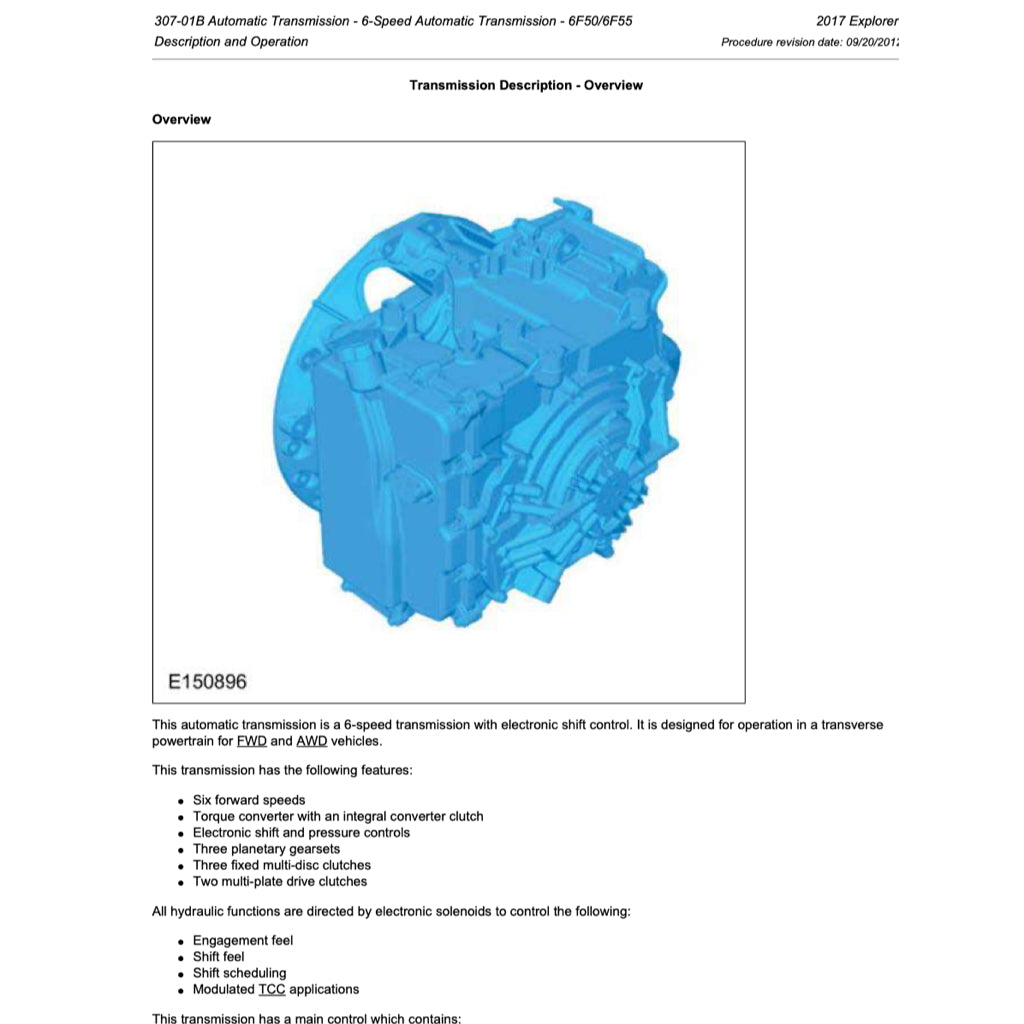 FORD EXPLORER U502 (2011-2019) SERVICE WORKSHOP MANUAL
