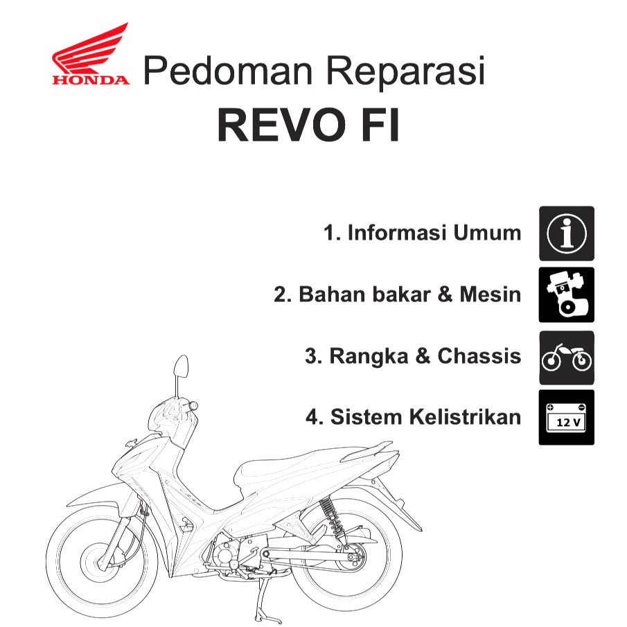 HONDA REVO 110 FI (2017+) SERVICE WORKSHOP MANUAL + PARTS CATALOGUE + OWNER'S MANUAL - BAHASA INDONESIA