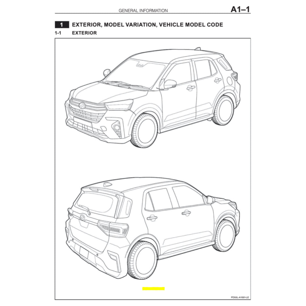 TOYOTA RAIZE A250 (2021+) SERVICE WORKSHOP MAUNUAL