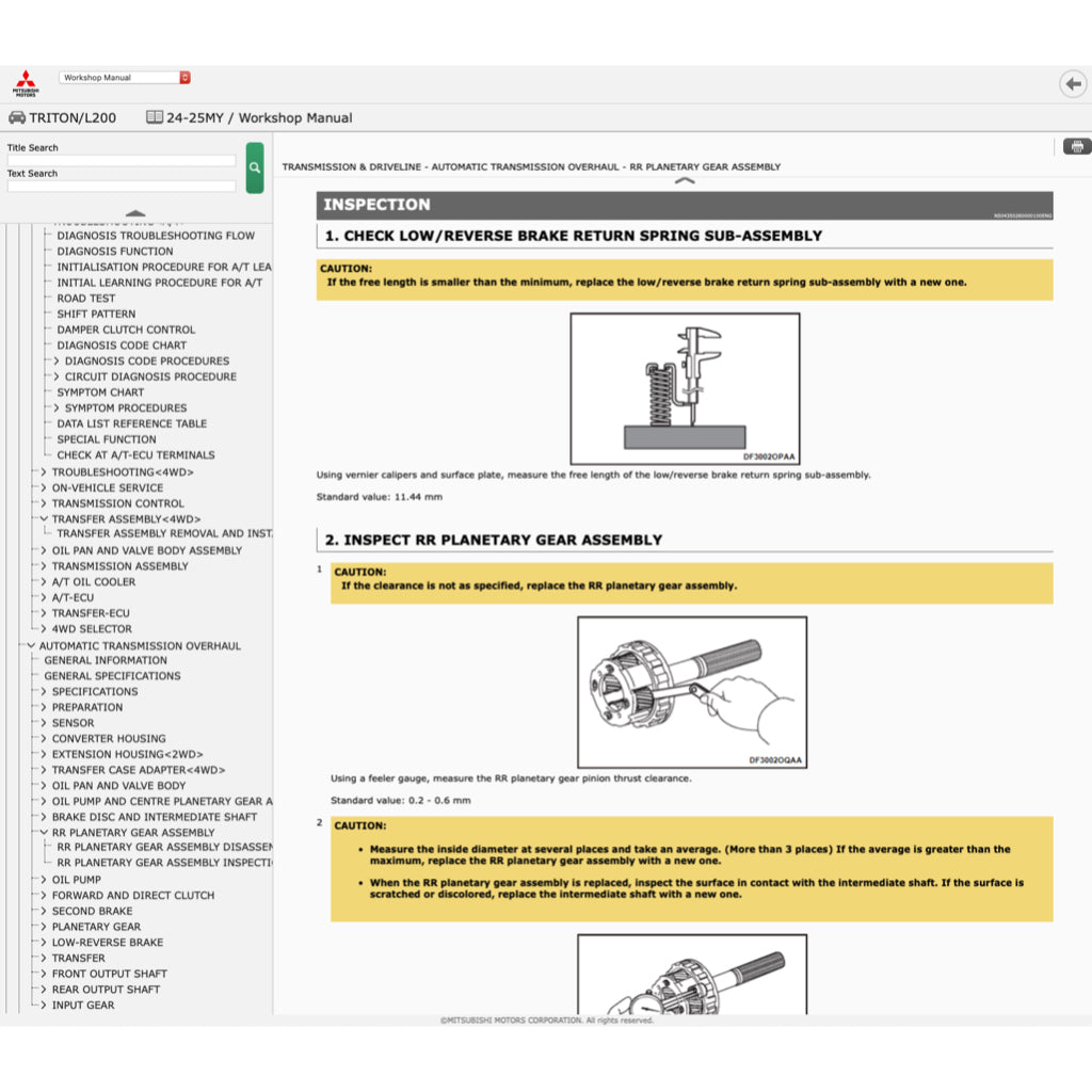 MITSUBISHI TRITON L200 LA/LB/LC (2024+) ONLINE SERVICE WORKSHOP MANUAL