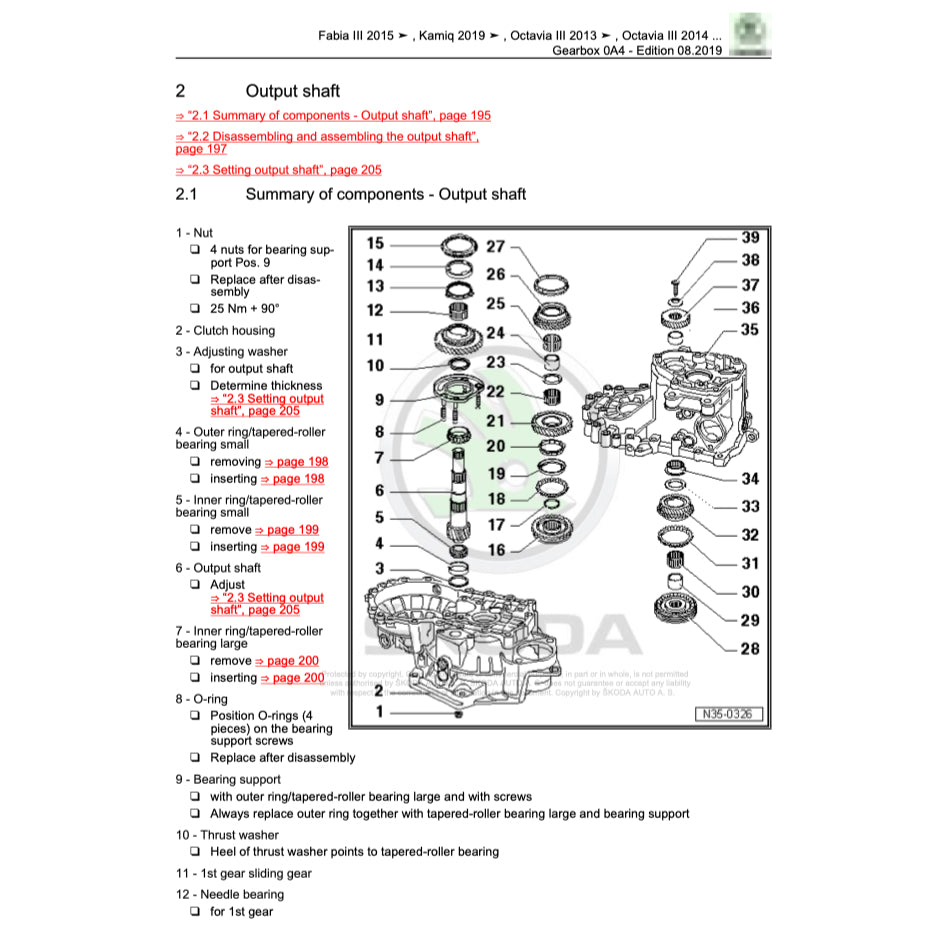 SKODA SCALA (2019+) SERVICE WORKSHOP MANUAL