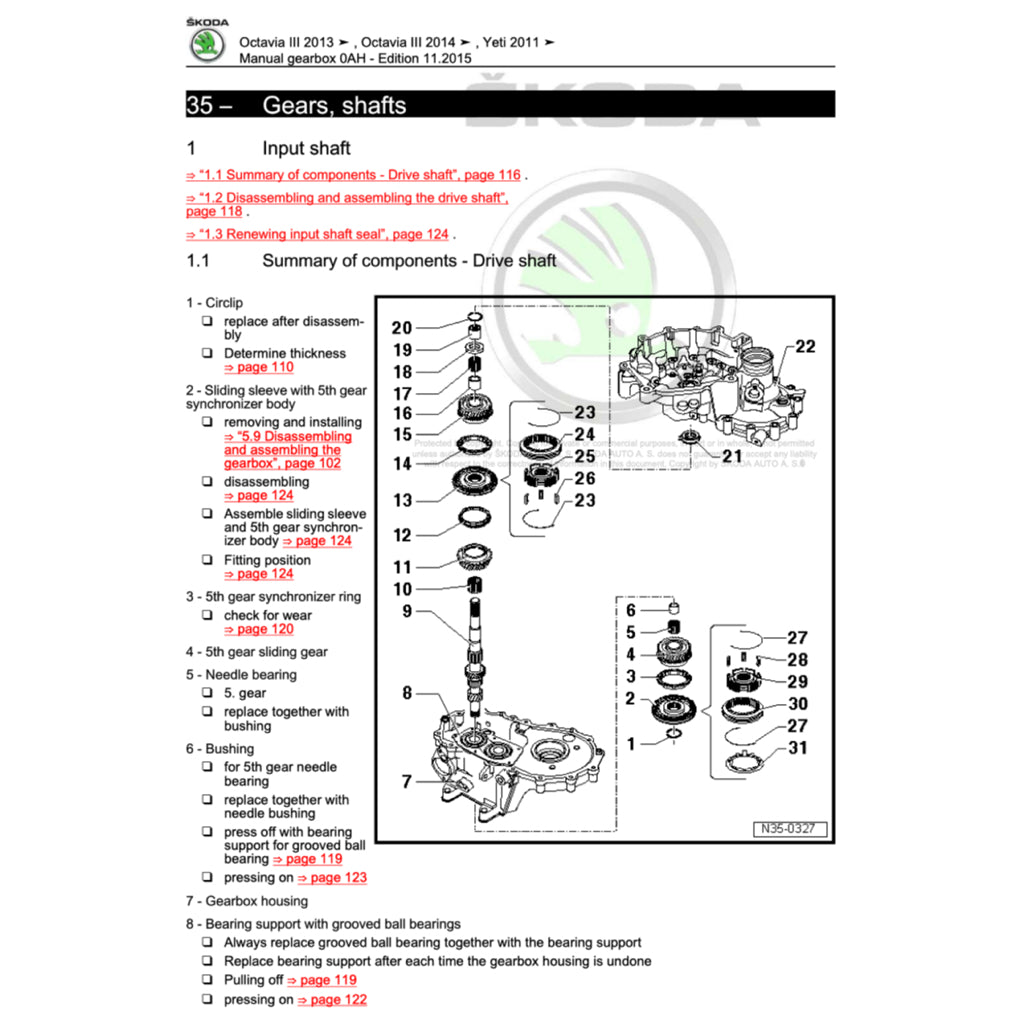 SKODA YETI 5L (2009-2017) SERVICE WORKSHOP MANUAL