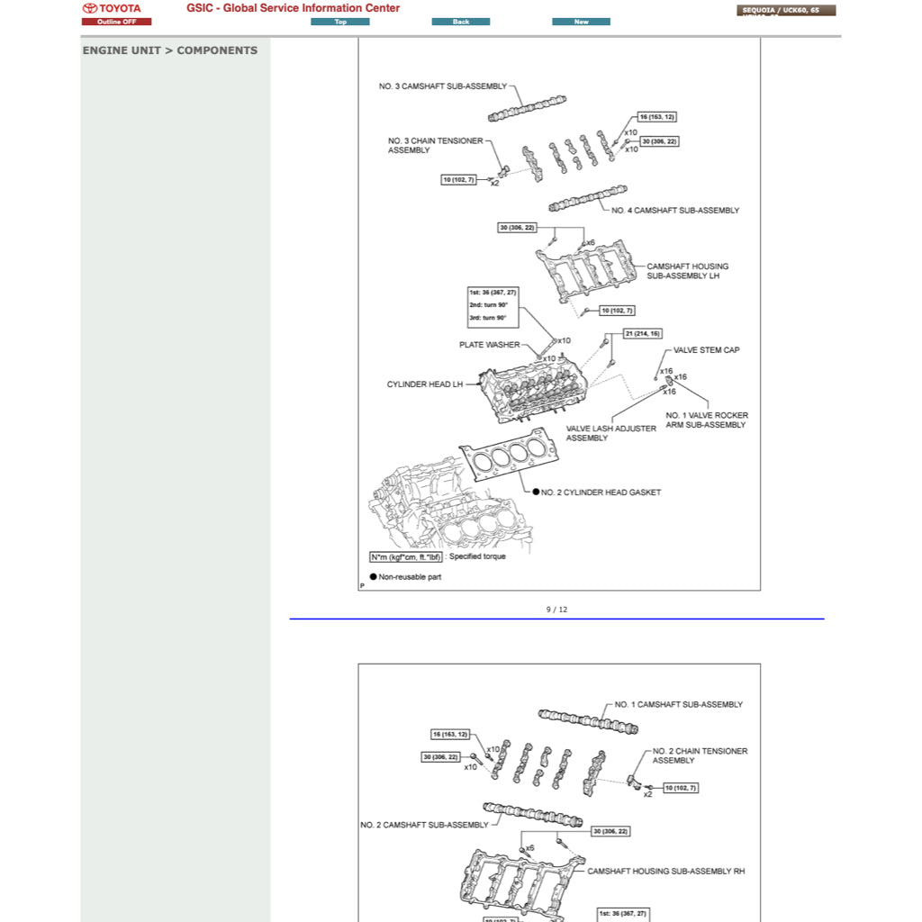 TOYOTA SEQUOIA UCK60/65 (2008-2022) ONLINE SERVICE WORKSHOP MANUAL