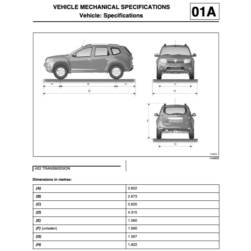 RENAULT DACIA DUSTER HS (2009-2017) SERVICE WORKSHOP MANUAL