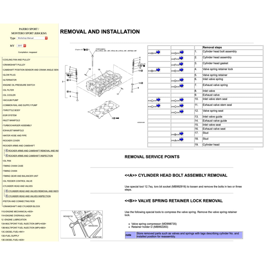 MITSUBISHI PAJERO SPORT (2016+) ONLINE SERVICE WORKSHOP MANUAL