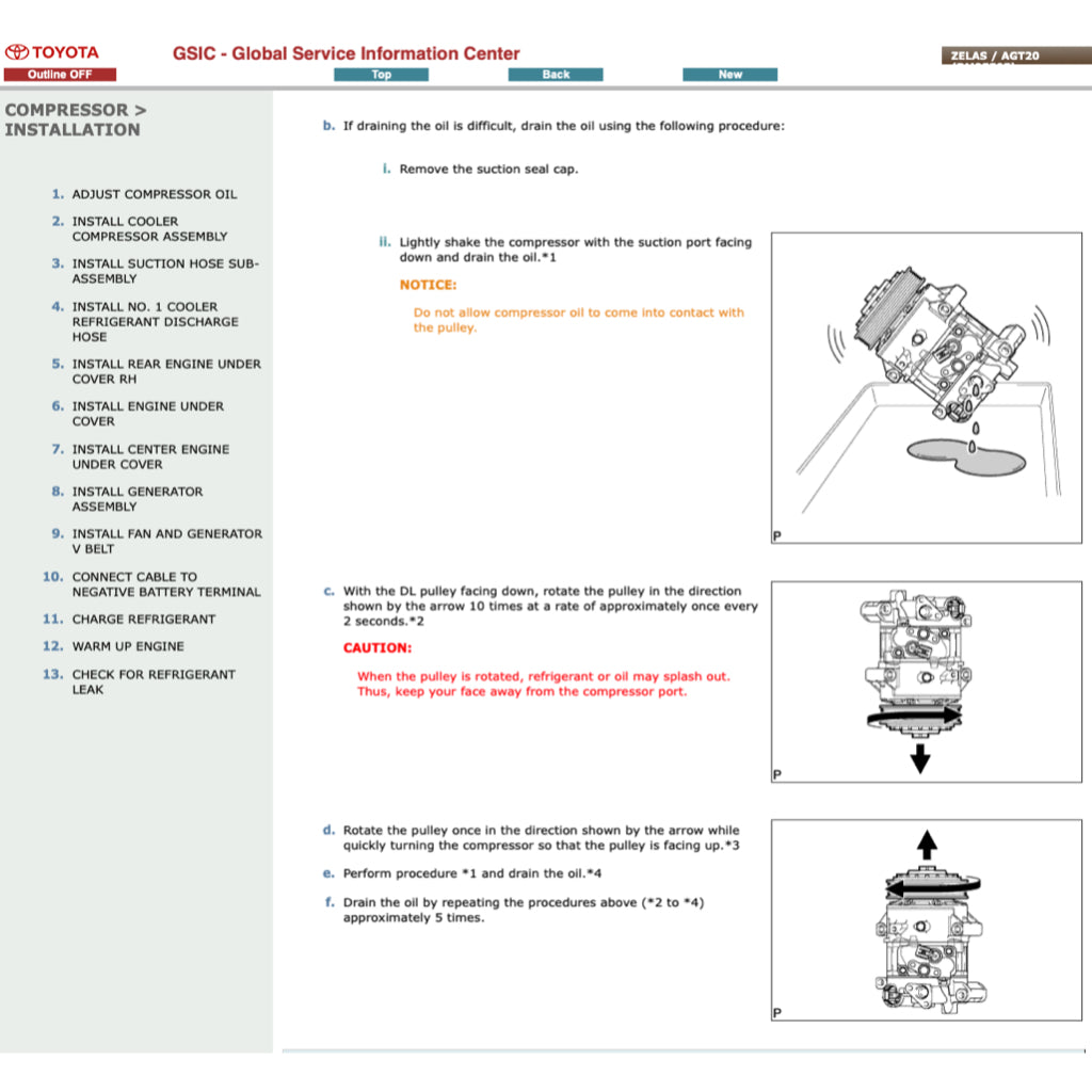 TOYOTA ZELAS AGT20 (2010-2016) ONLINE SERVICE WORKSHOP MANUAL