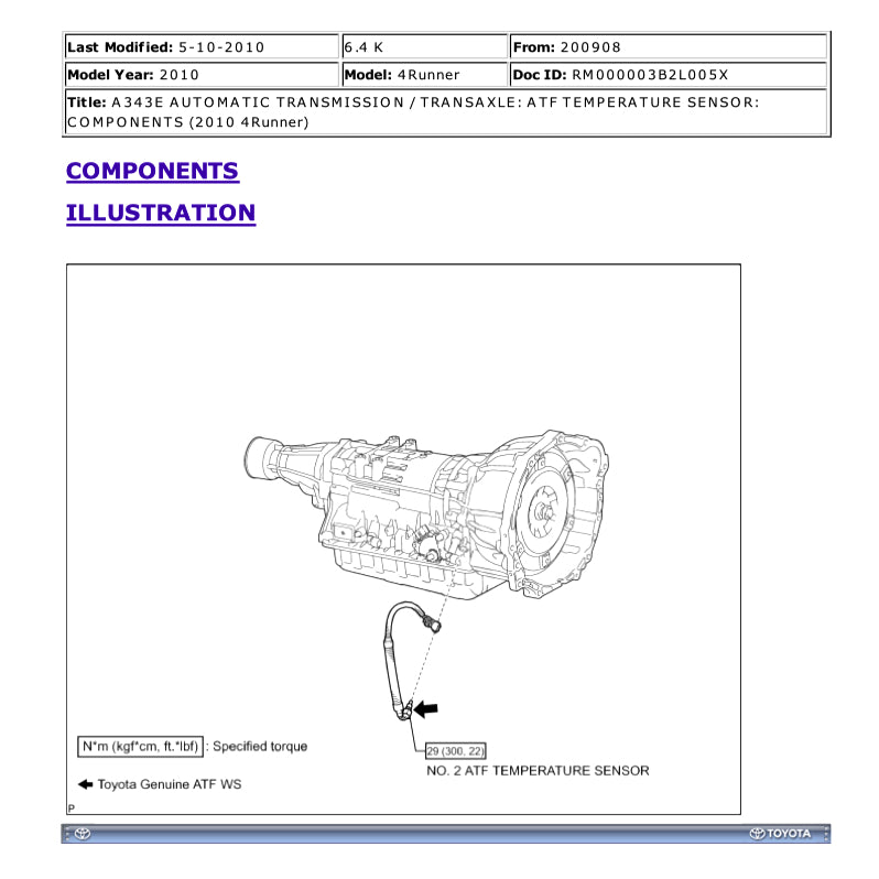 TOYOTA 4RUNNER TRN280 GRN280-285 (2010-2016) SERVICE WORKSHOP MANUAL