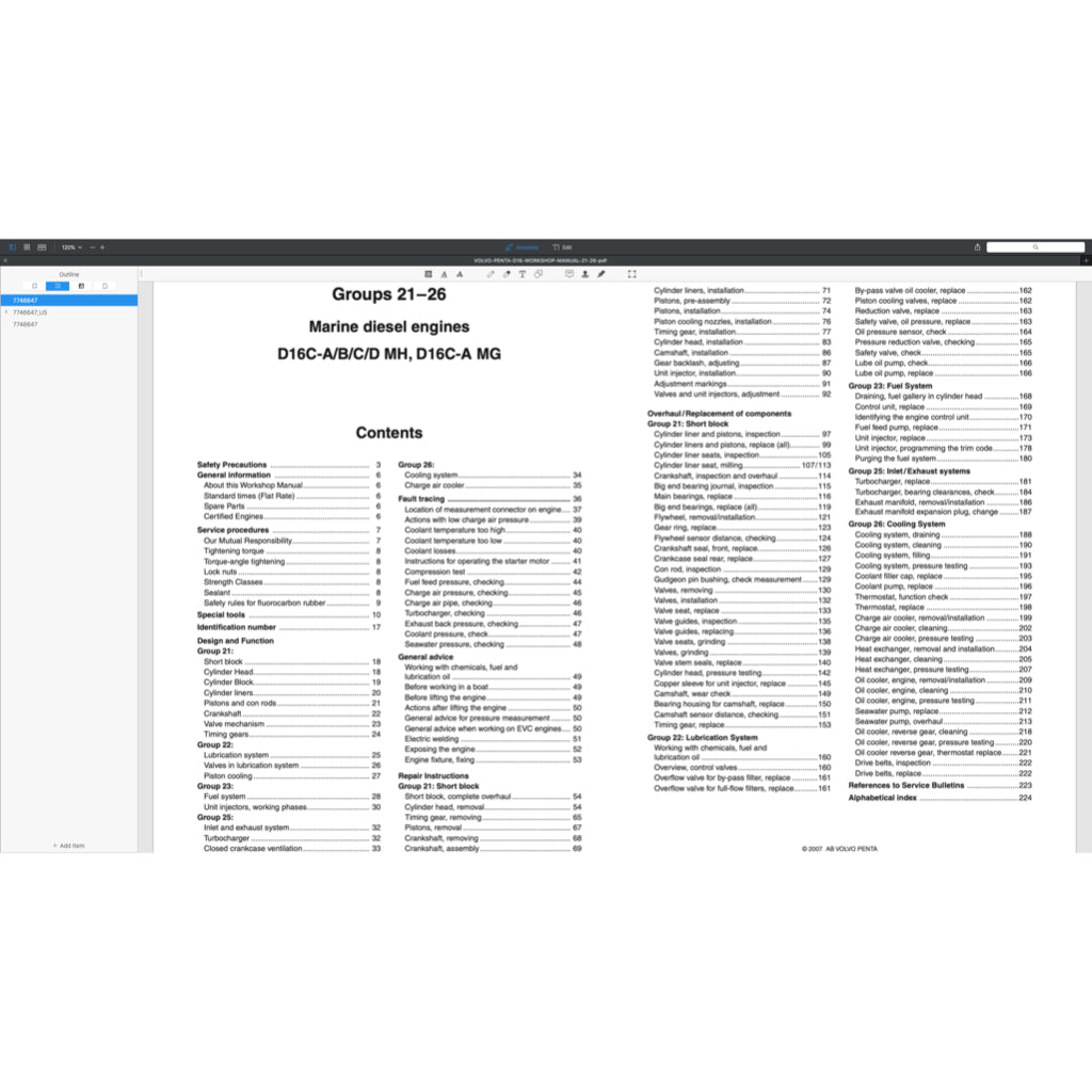 VOLVO PENTA DIESEL ENGINE D SERIES ( D3 D4 D6 D9 D12 D13 D16) SERVICE REPAIR WORKSHOP MANUAL