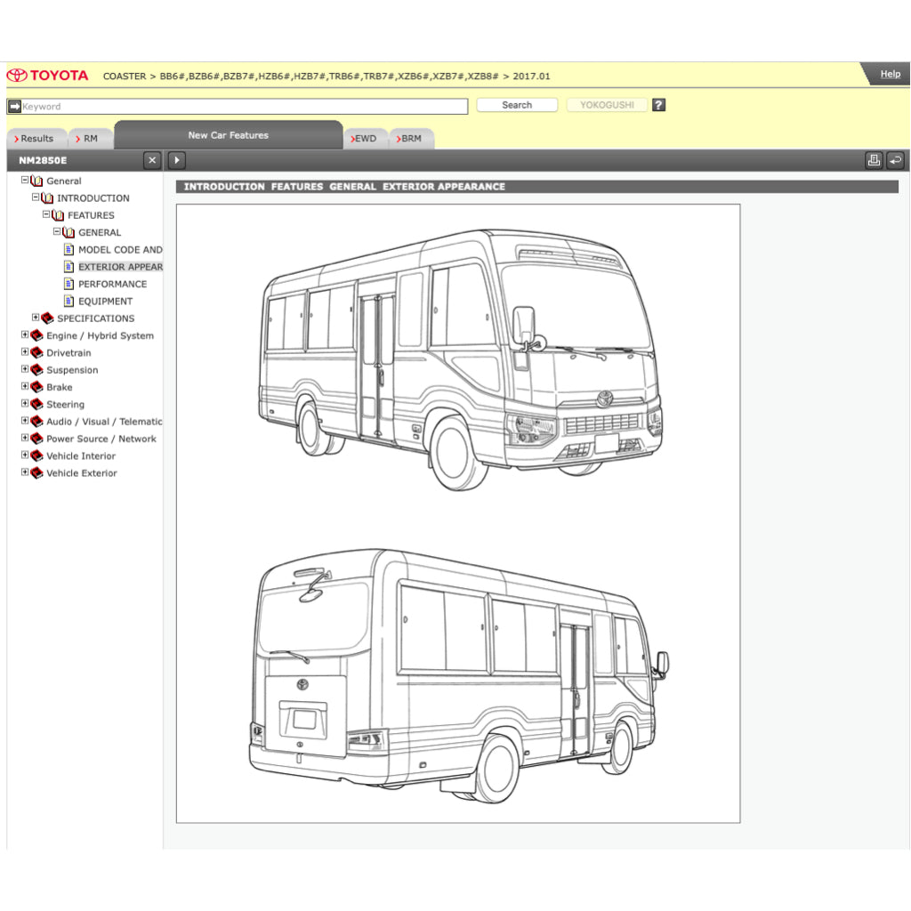 TOYOTA COASTER (2017+) ONLINE SERVICE WORKSHOP MANUAL