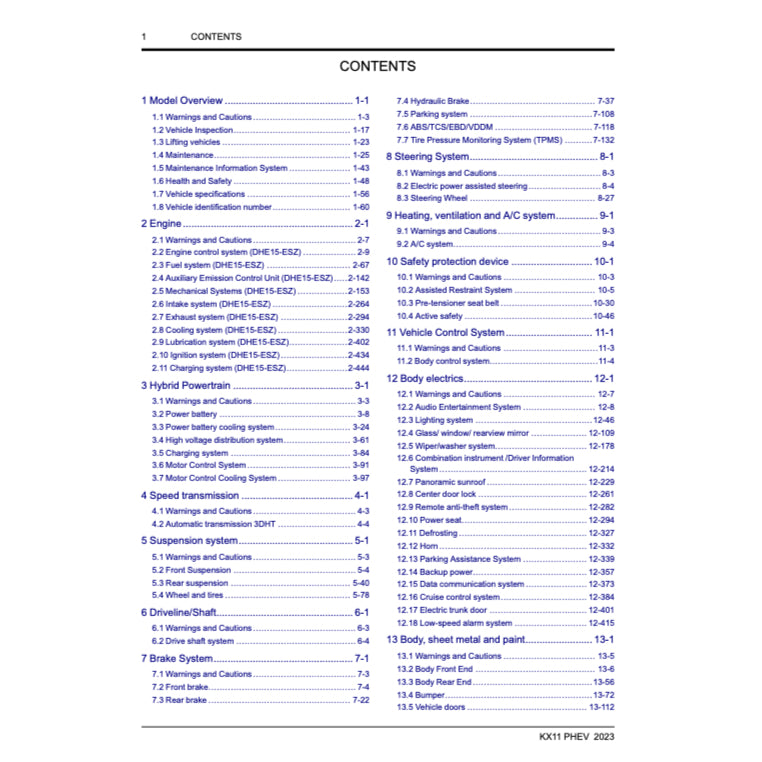GEELY XINGYUE L / MONJARO KX11 PHEV (2023+) SERVICE WORKSHOP MANUAL