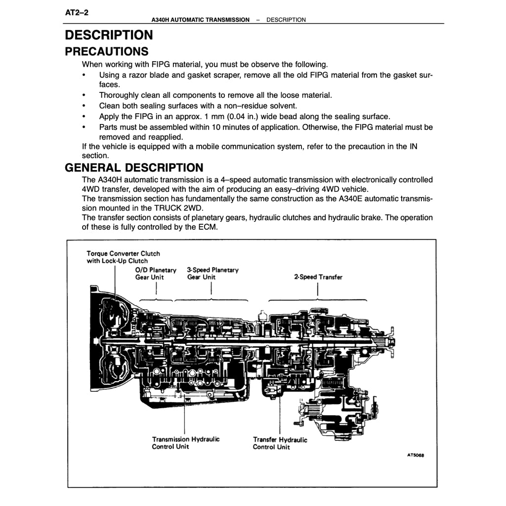 TOYOTA 4RUNNER N120/N130 (1990-1995) SERVICE WORKSHOP MANUAL