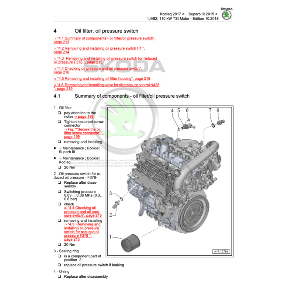 SKODA SUPERB B8-3V (2015+) SERVICE WORKSHOP MANUAL