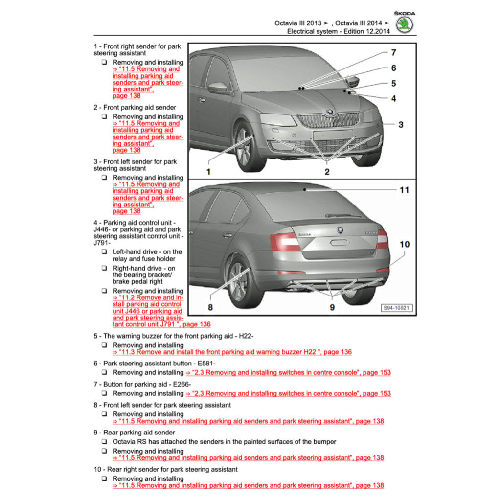 SKODA OCTAVIA 5E (2013-2019) SERVICE WORKSHOP MANUAL