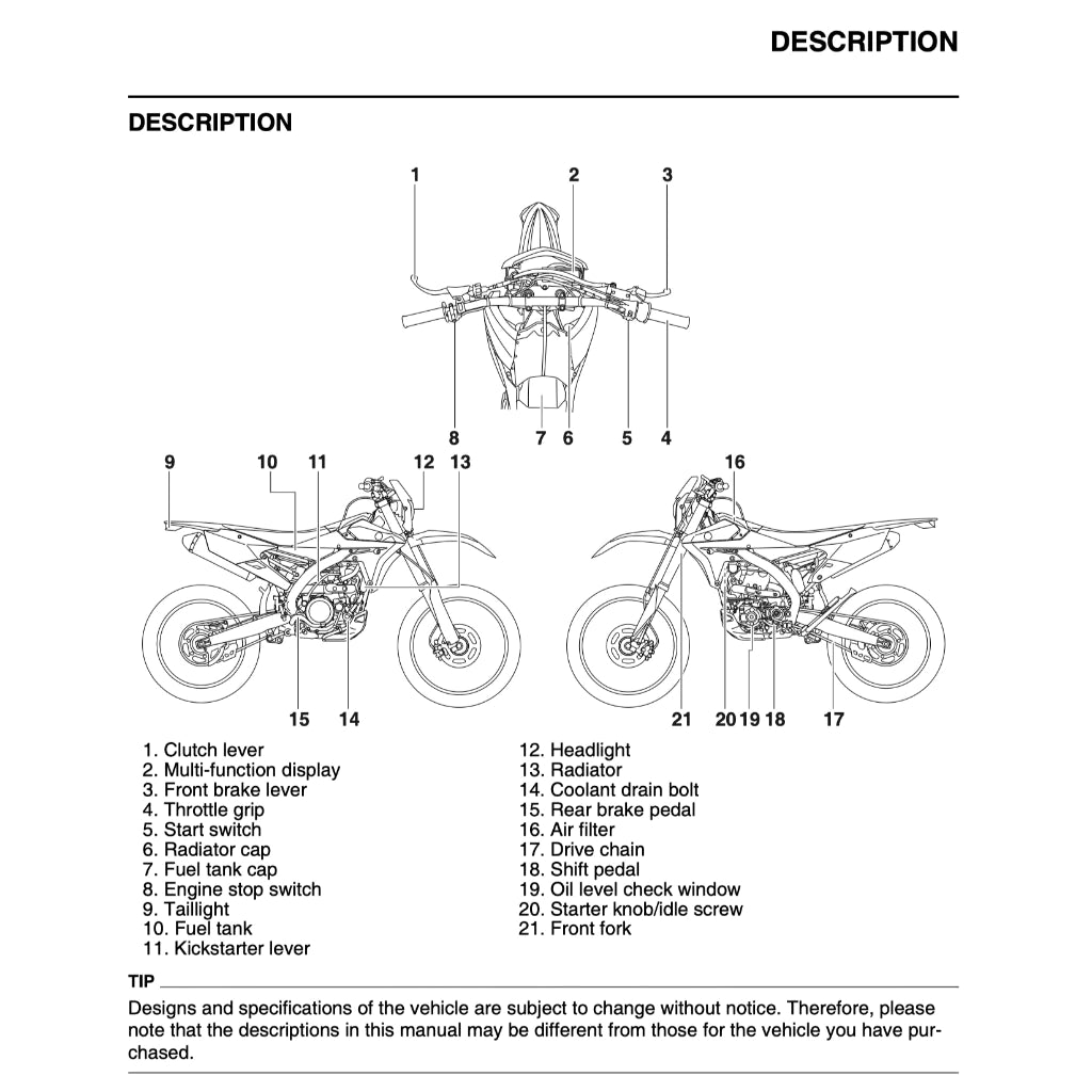 YAMAHA WR250 (2001-2022) SERVICE WORKSHOP MANUAL