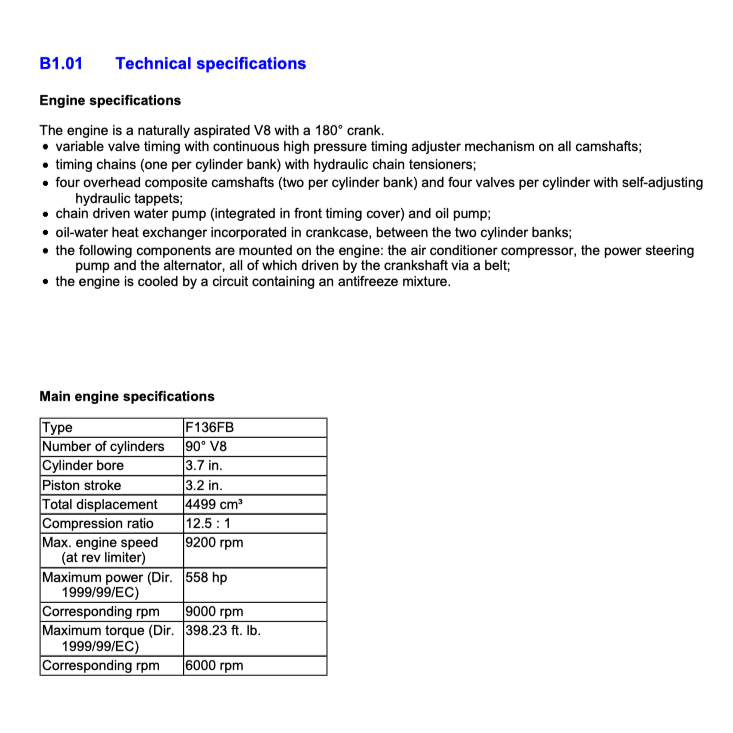 FERRARI 458 ITALIA F142 (2009-2015) SERVICE WORKSHOP MANUAL