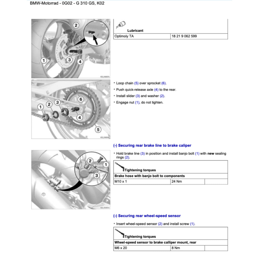 BMW G310 GS K02 (2016-2020) SERVICE WORKSHOP MANUAL + PARTS CATALOGUE + RIDER'S MANUAL