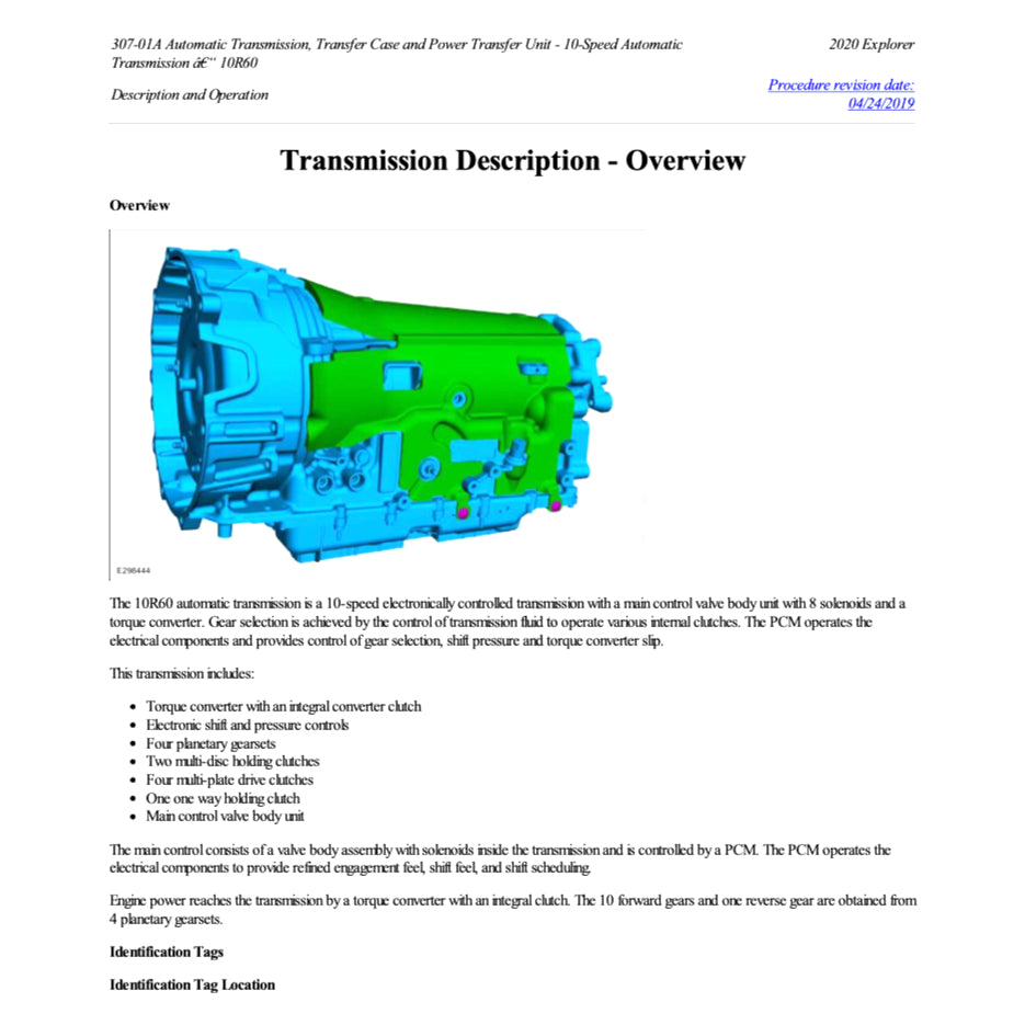 FORD EXPLORER U625 (2020+) SERVICE WORKSHOP MANUAL