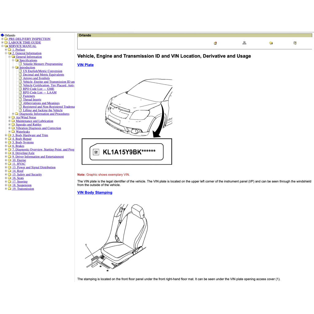 CHEVROLET ORLANDO (2011-2014) SERVICE WORKSHOP MANUAL
