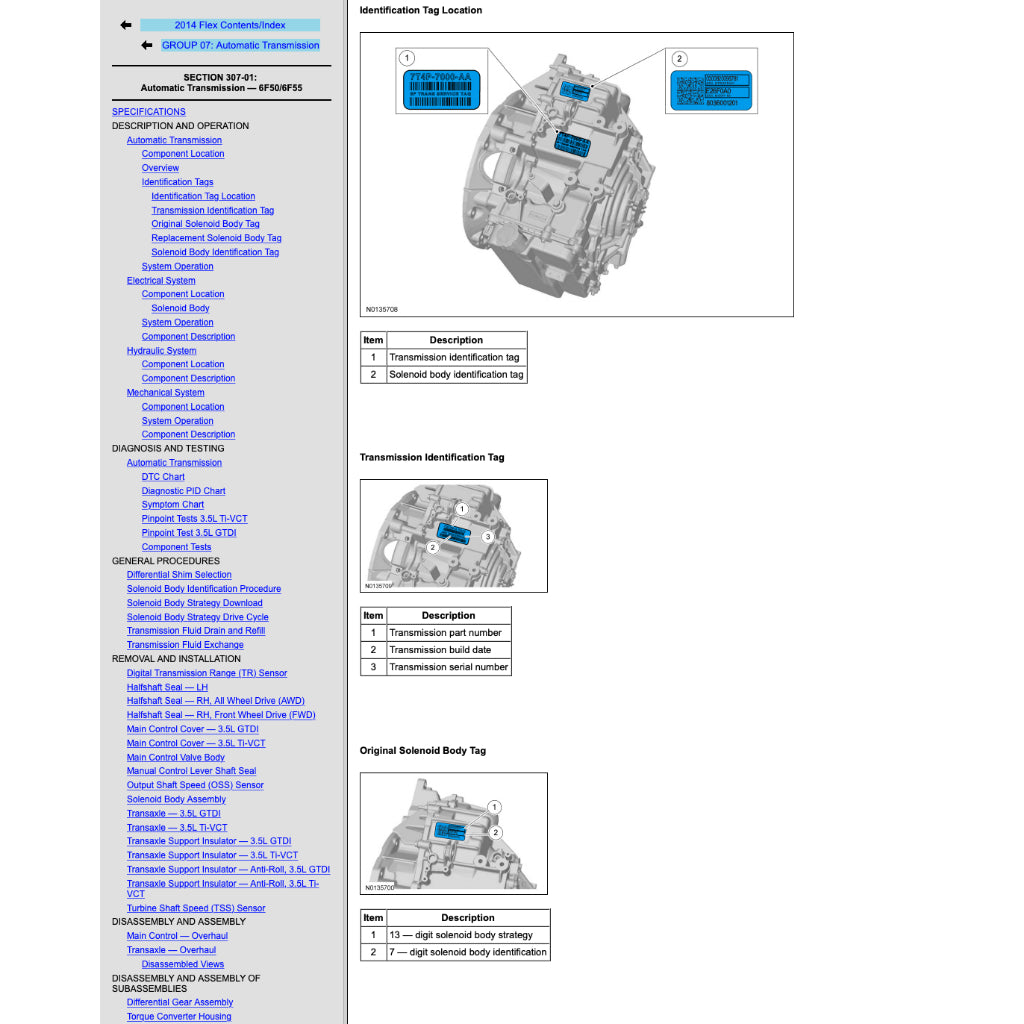 FORD FLEX (2008-2019) SERVICE WORKSHOP MANUAL