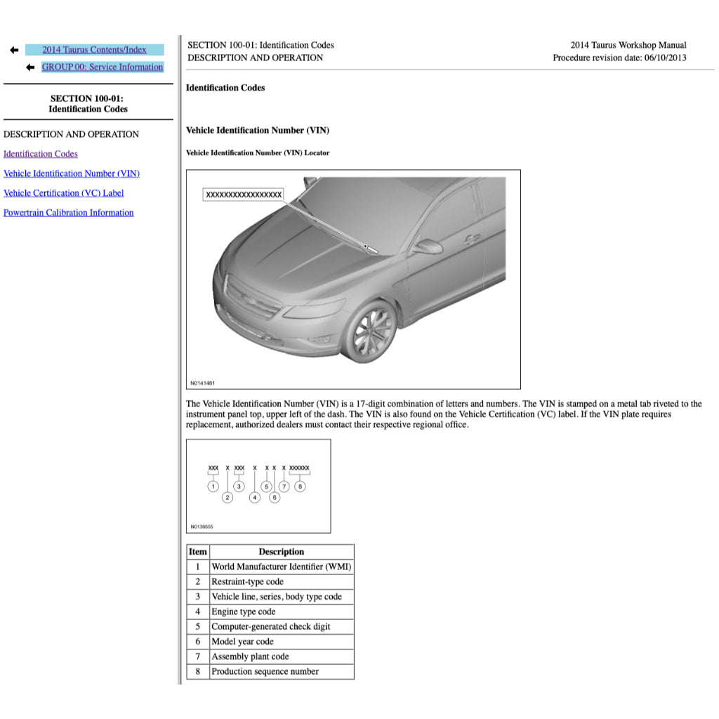 FORD TAURUS MK6 (2009-2019) SERVICE WORKSHOP MANUAL