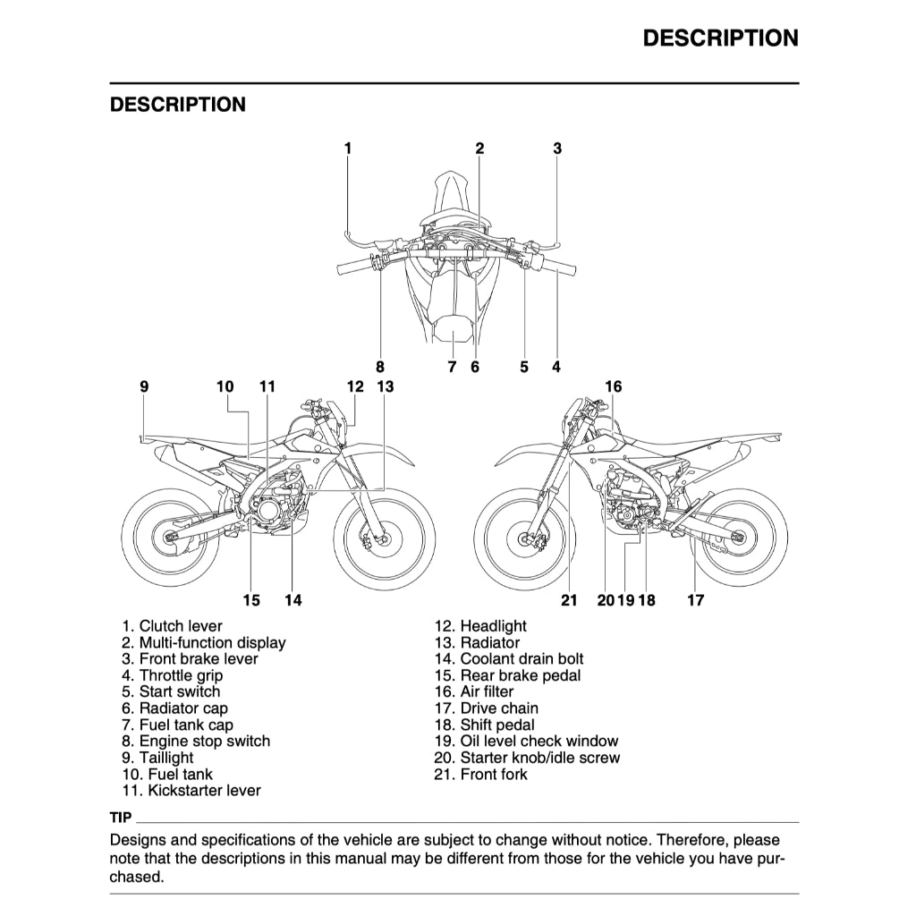 YAMAHA WR450F (2003-2022) SERVICE WORKSHOP MANUAL