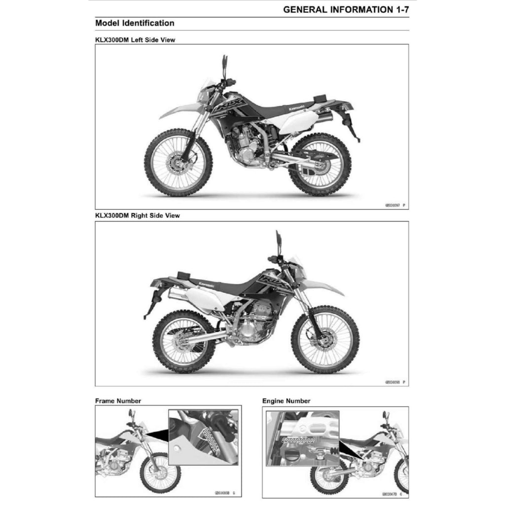 KAWASAKI KLX300 SM/DM/EM (2021-2024) SERVICE WORKSHOP MANUAL + OWNER'S MANUAL