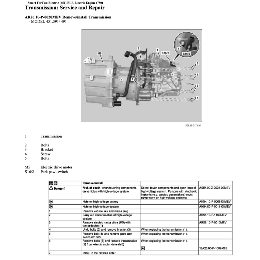 SMART FORTWO ELECTRIC DRIVE W451 ED2 (2009-2012) SERVICE WORKSHOP MANUAL