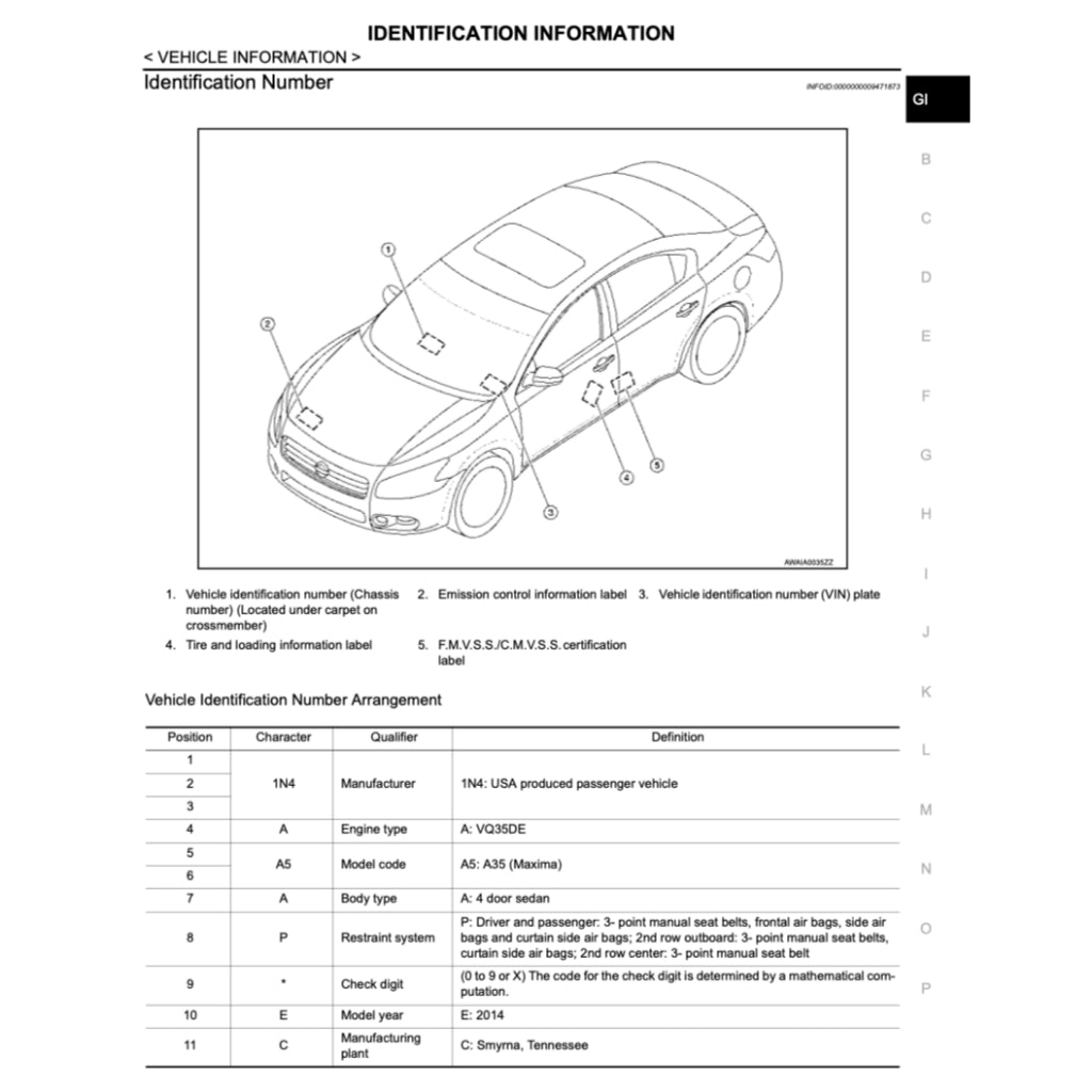NISSAN MAXIMA A35 (2009-2015) SERVICE WORKSHOP MANUAL