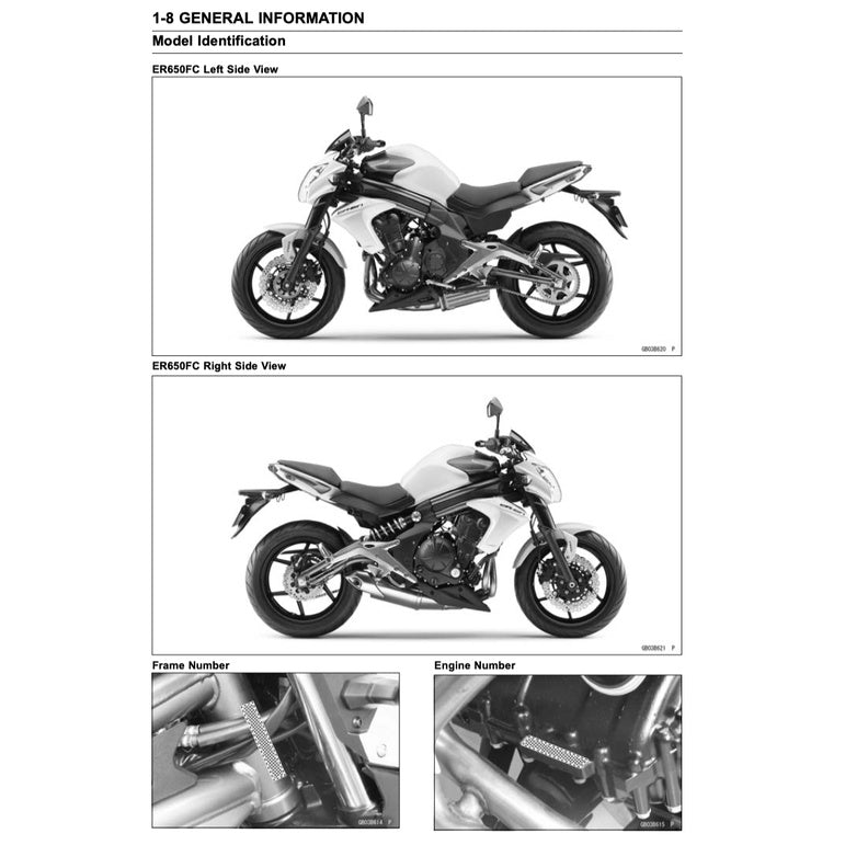 KAWASAKI ER-6n ER6n (2006-2016) SERVICE WORKSHOP MANUAL + PARTS CATALOGUE + OWNER'S MANUAL