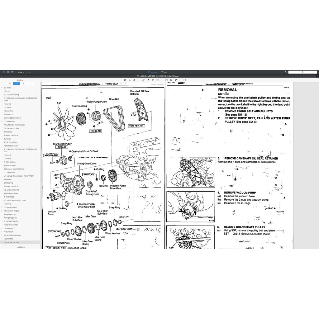 TOYOTA LAND CRUISER PRADO J90 (1996-2002) SERVICE WORKSHOP MANUAL